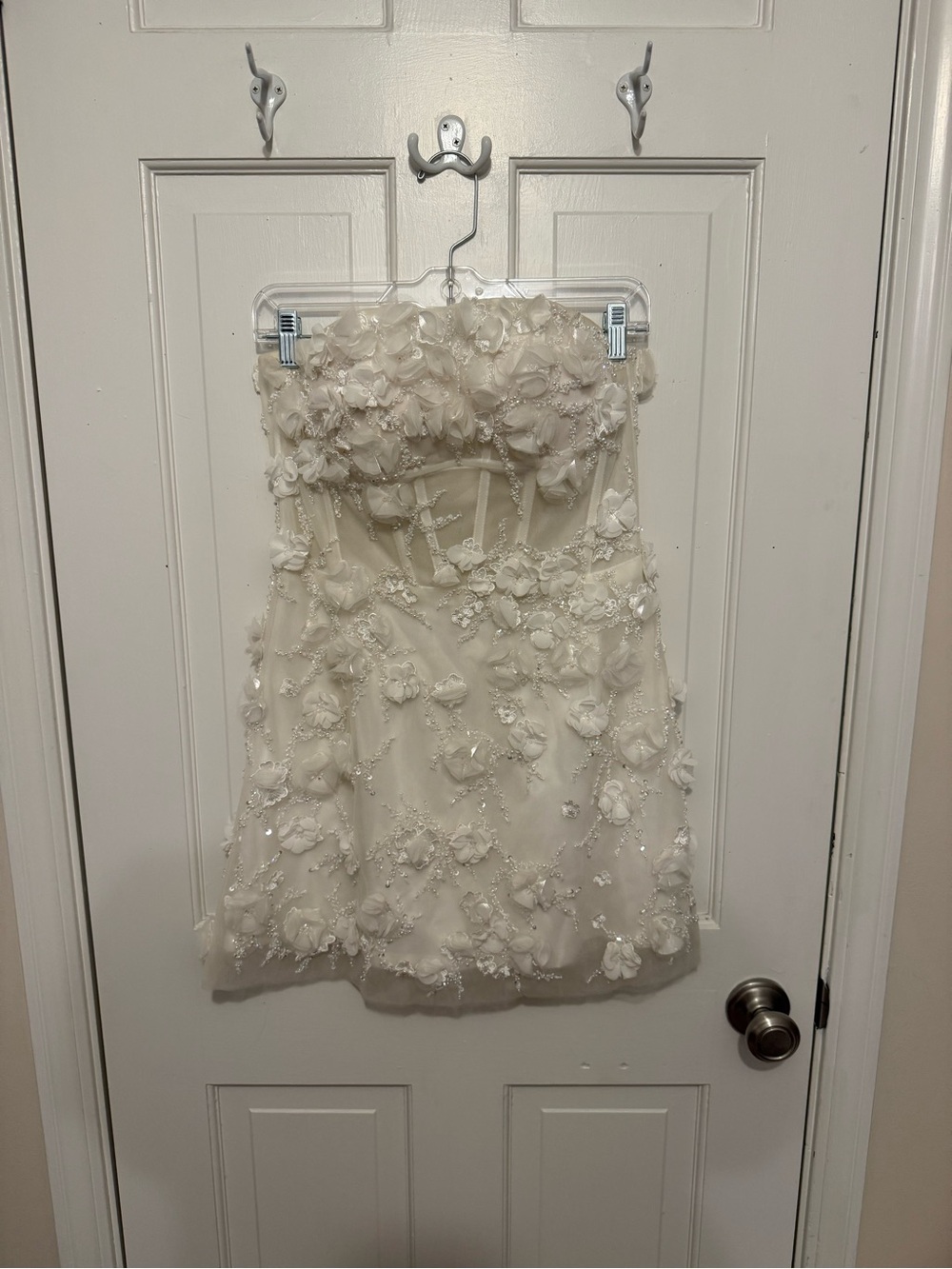 Custom Ivory Floral Appliqué Strapless Wedding Dress